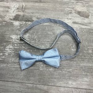 Blue w/ White Check Pre-Tied Silk Bowtie Bow Tie